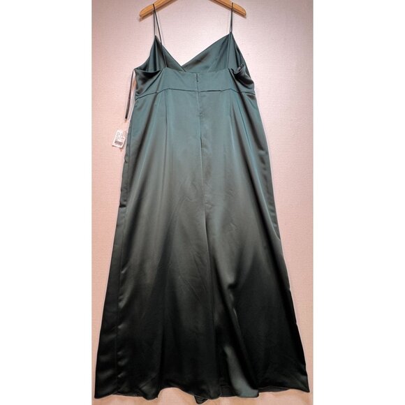 Dessy Collection Women's Satin Cowl Neck Bridesmaid Maxi Dress Size 22 W Green - Picture 2 of 12